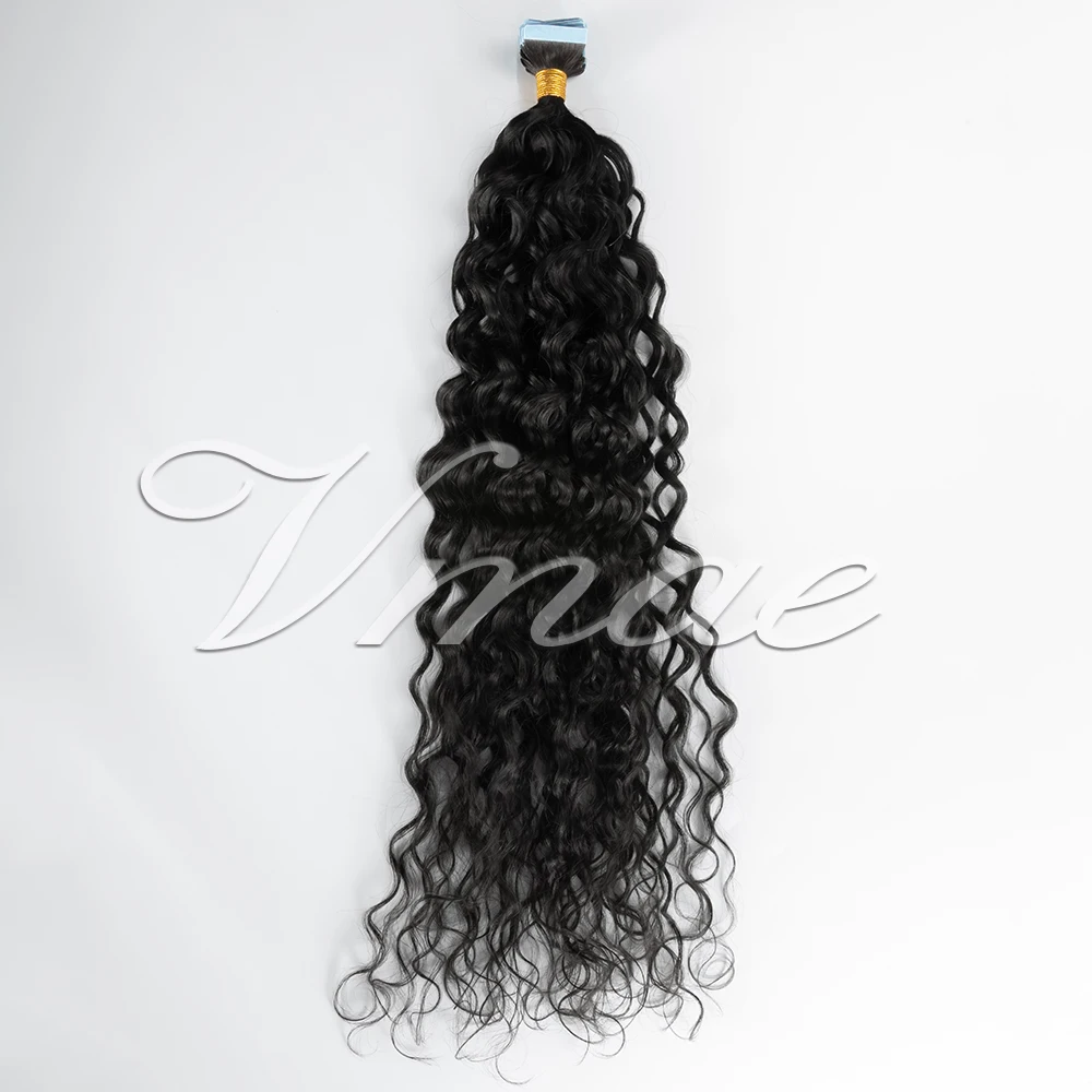 

VMAE Ukraine Hair 100g Water Wave Afro Kinky Remy Virgin Full Cuticle Curl Tape in Human Hair Extension