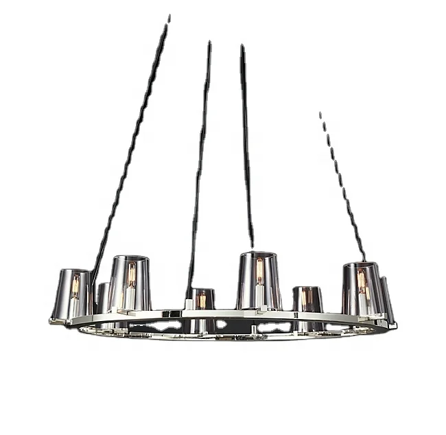 

Pauillac Round Chandelier Classic Ceiling Lamp Restaurant and Hotel Clear Glass Pedant Lights Vintage Chandelier 36" CZ2811R/8, Nickel, brass, bronze