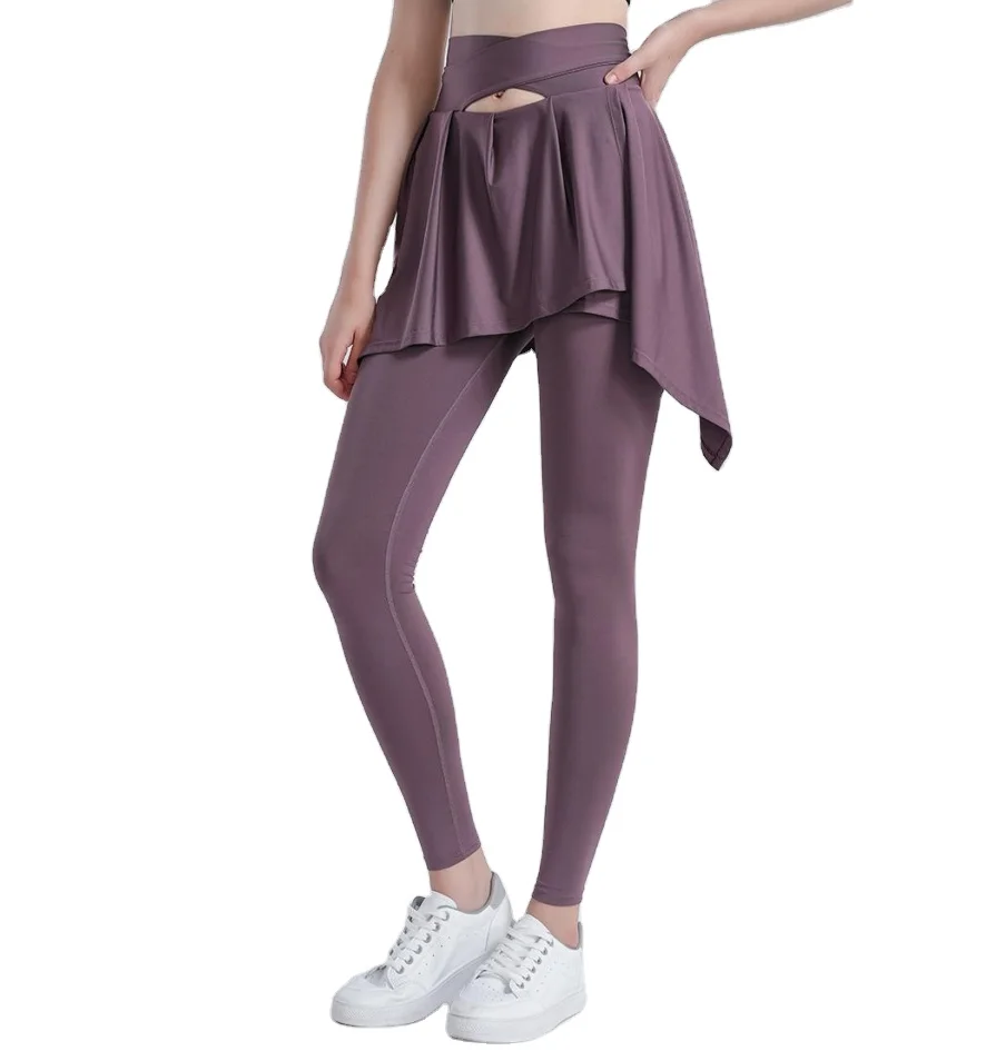 

Running Sports Fitness Women's Leggings And Skirt Fake-two-piece Yoga Clothes Quick-Dry Yoga Pants Leggings For Women, Customized colors