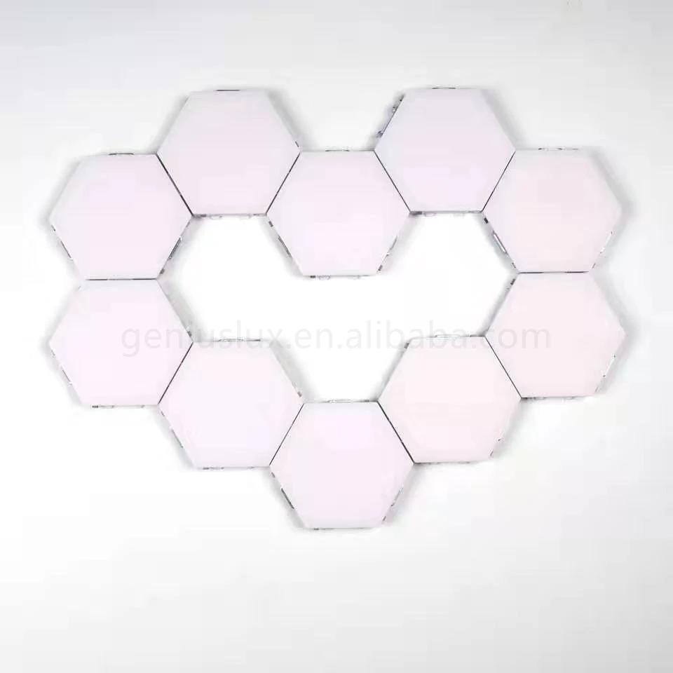 
Factory price Ip44 Long Lifespan Quantum Light Led Hexagonal Lamps panel light touch bright wall lamp for hotel 