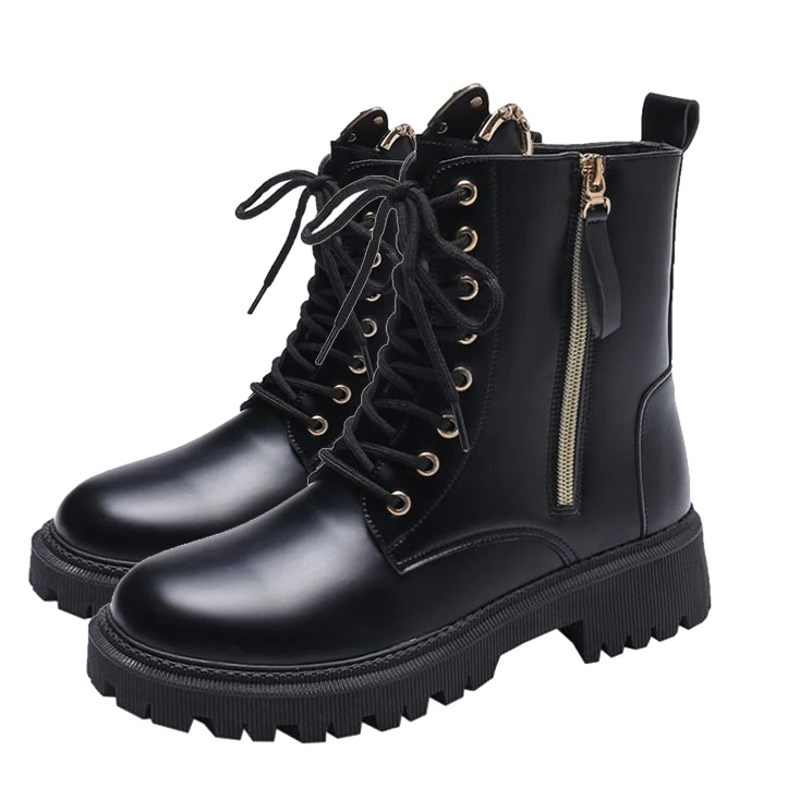 

D11894 Lace up martin boots fall winter 2021 chunky comfortably PU leather shoes for women latest girl boots