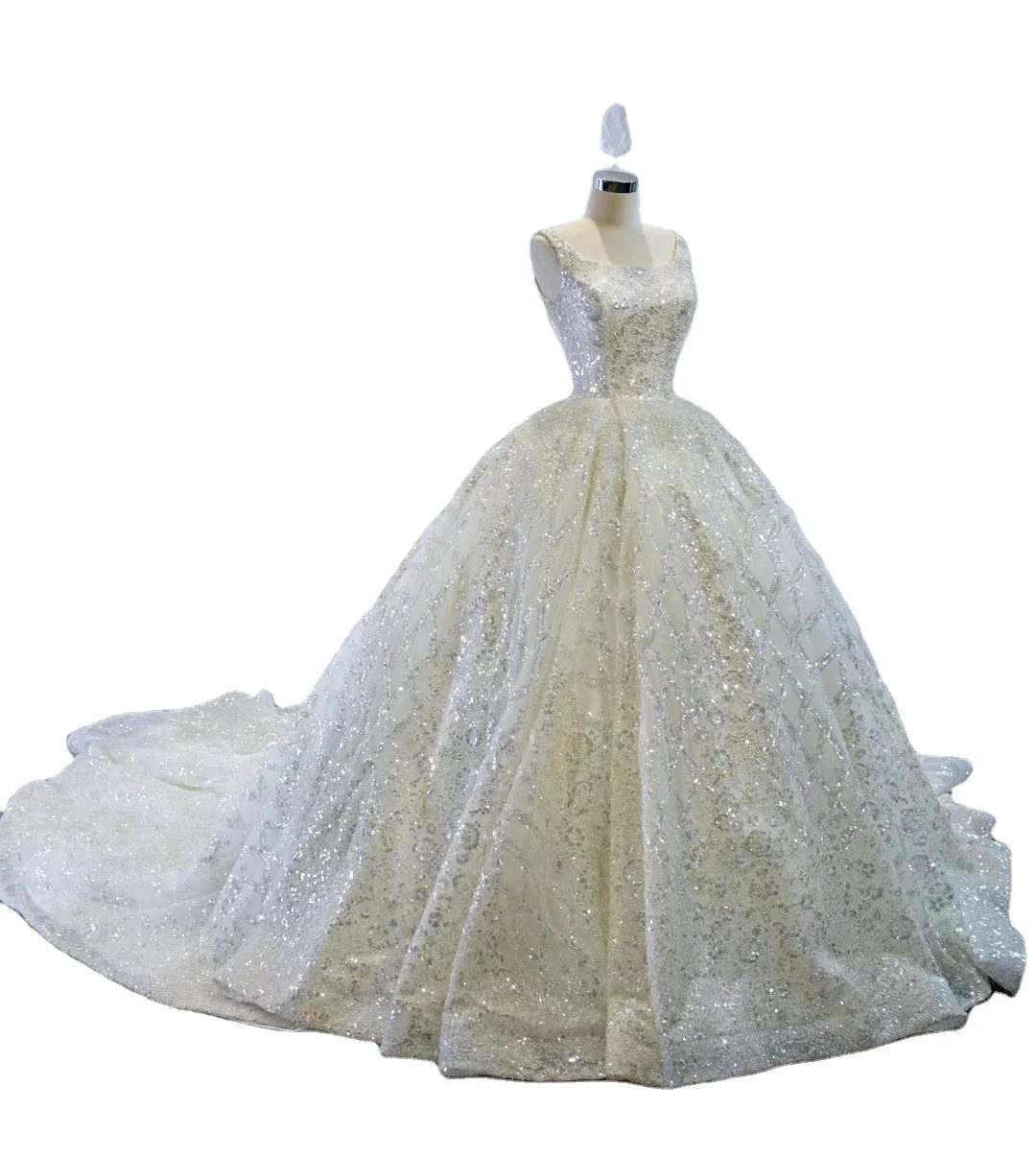 

Wholesale Crystal design ivory ball beautiful lace bridal gown bridal wedding dress, Custom made