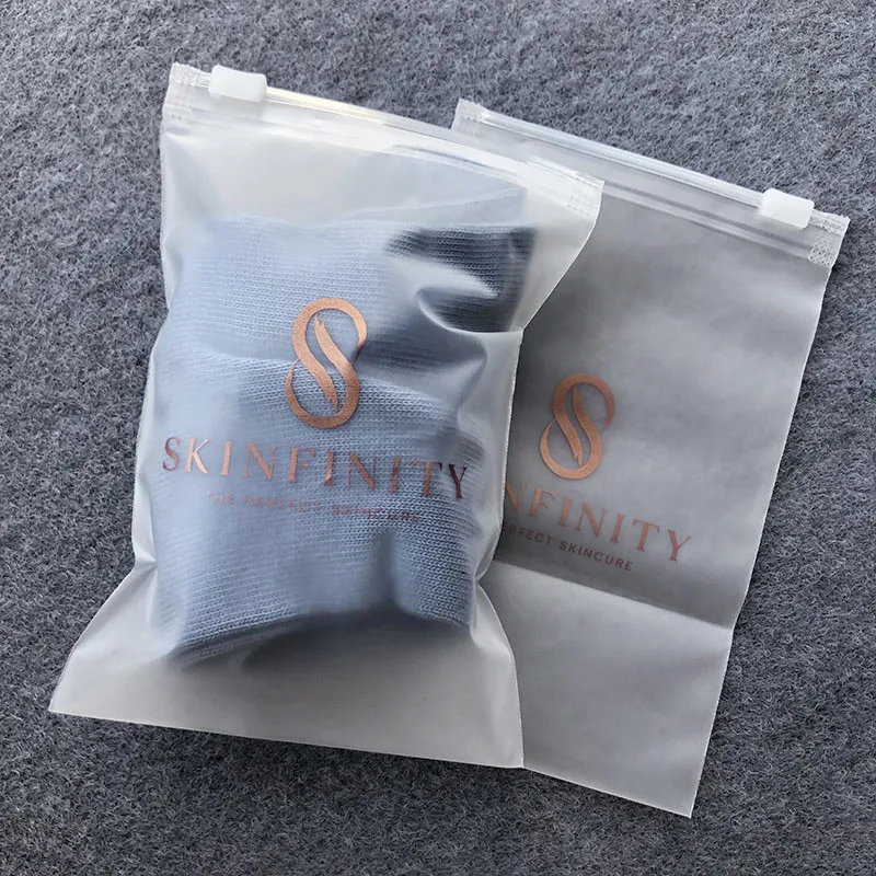 

Customized designed frosted zipper bags shoes clothing packaging bags zip lock bags