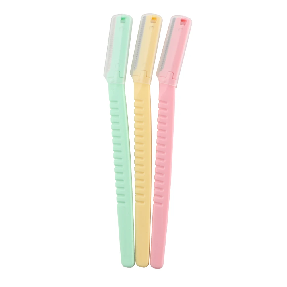 

Wholesale popular design plastic handle stainless steel blade women use eyebrow trimmer razor