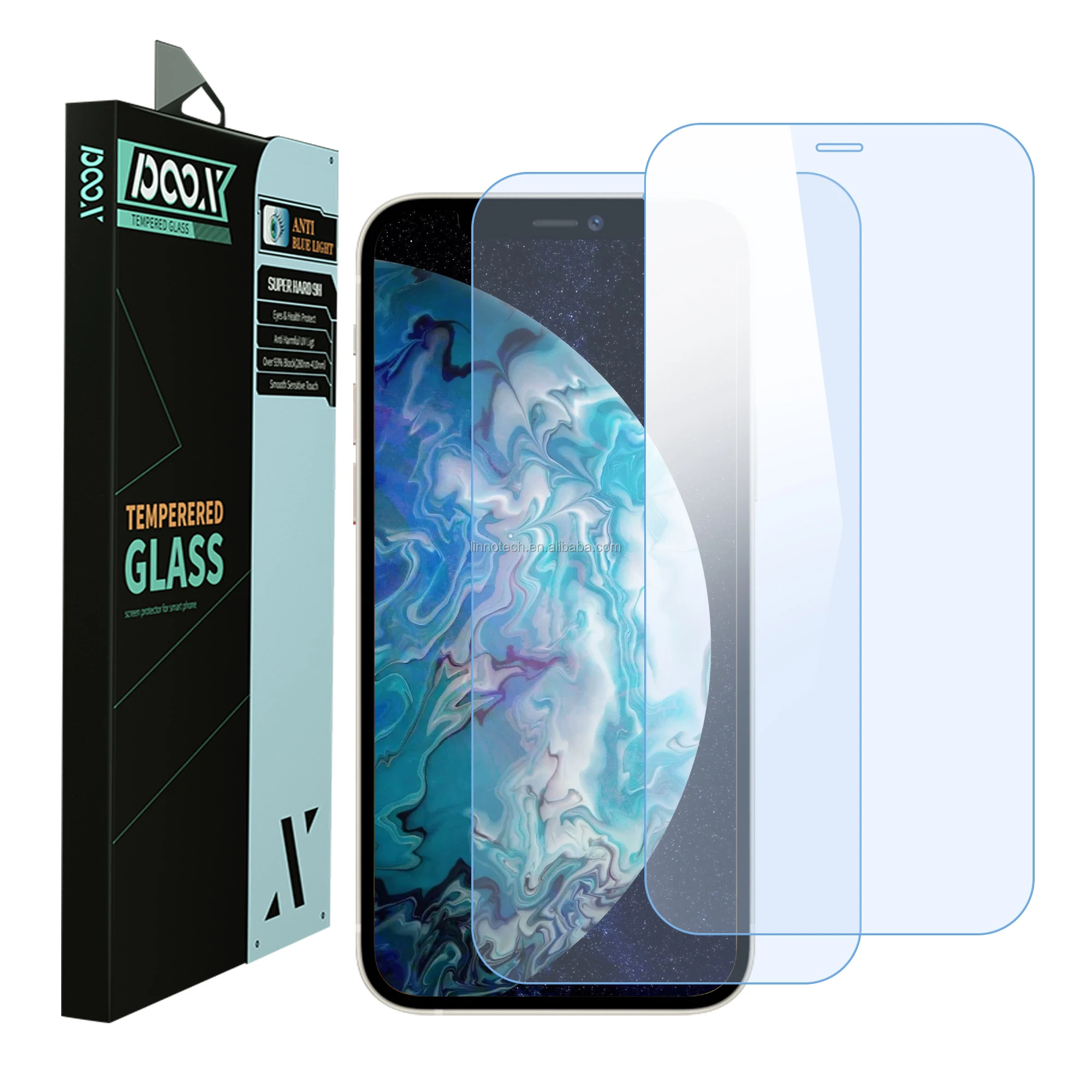 

Wholesale Factory Anti blue light Blocking Anti UV full coverage POOX Tempered glass screen protector For iphone 12 Pro MAX