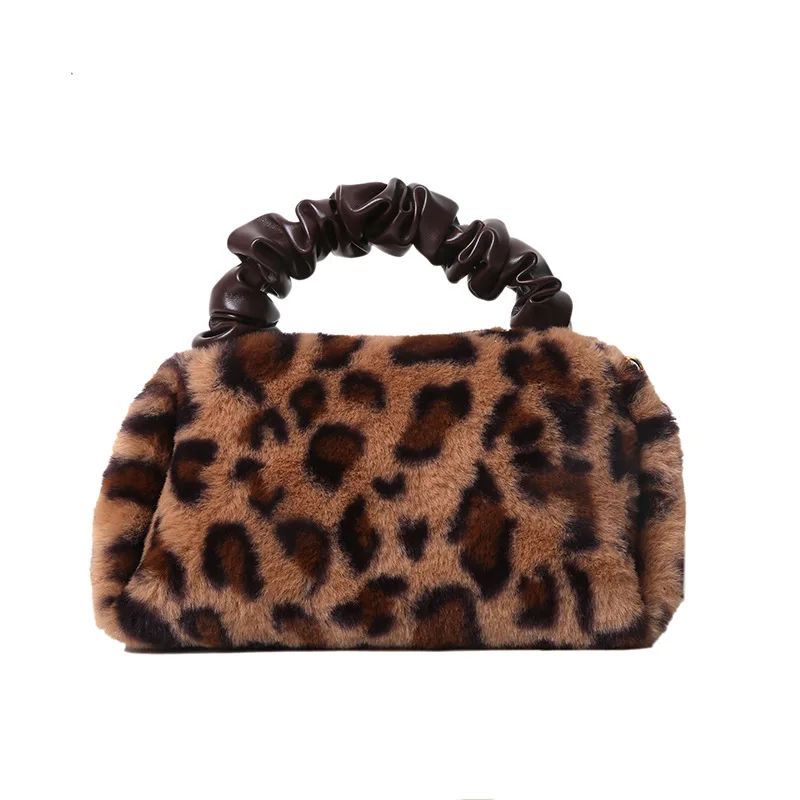 

Fashion Print Half Moon Wallet Furry Lady Handbag Designer Lady Handbag, 3 colors