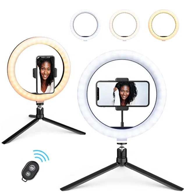 

Newish 10 inch Adjustable Dimmable LED selfie ring light photographic lighting with tripod stand, Black