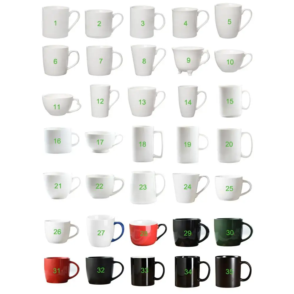 

Custom Porcelain Mugs Cups Plain White sublimation Ceramic Mugs Blank Promotional Gift Coffee Ceramic Mugs, White, black, red, brown, green, customized