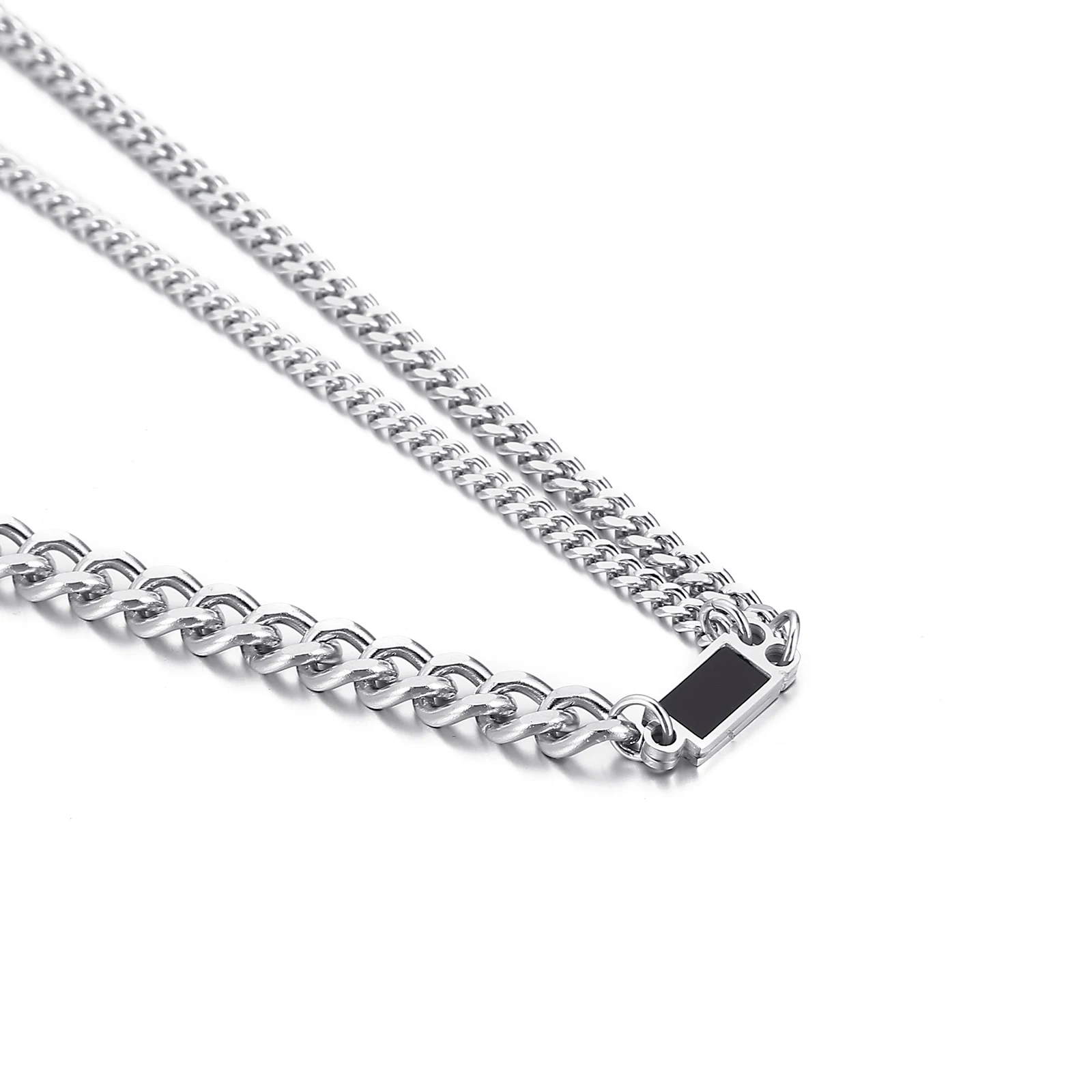 

KALEN Personality double link necklaces men tail chain stainless steel necklace jewelry