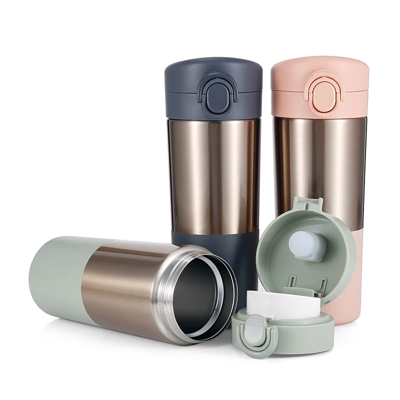 

480ml Sports Double Wall Insulated Thermo Bottles Portable Stainless Steel Vacuum Flask with PP Lid, Green pink navy or customized colors