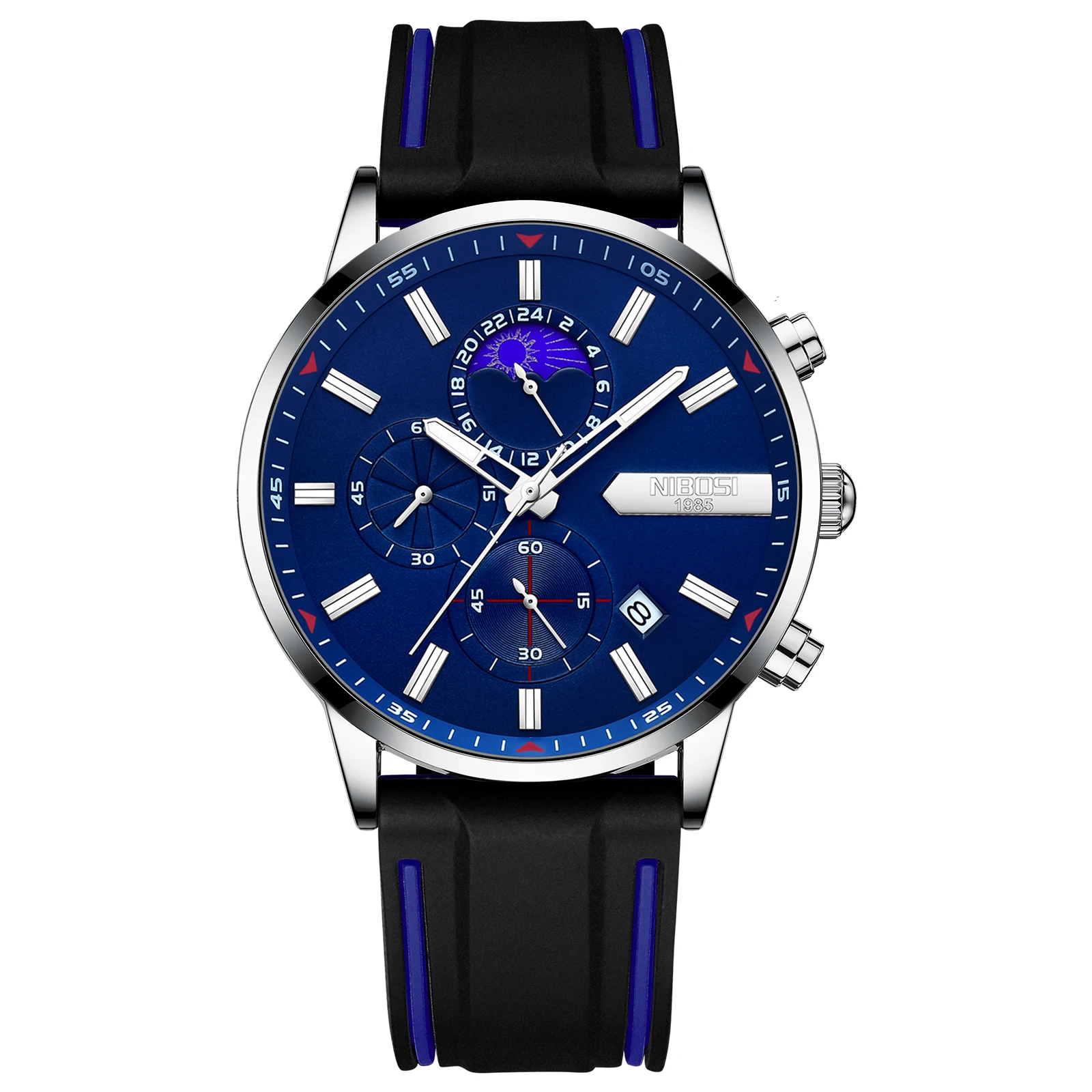 

NIBOSI 2501 New Luxury Fashion Glass Quartz Analog Leather Men Watch Casual Leather strap Men wristwatch