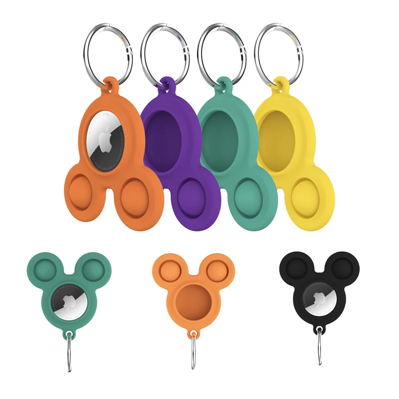 

2021 Custom Cartoon Pattern Silicone Case for Airtag Protective Film Cover With Keychain for Airtag Pet