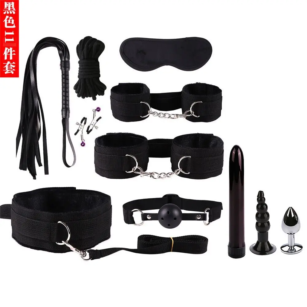 
gay free video male leather bondage set bdsm restraint bondage sex toy Whips Collar HandCuffs 