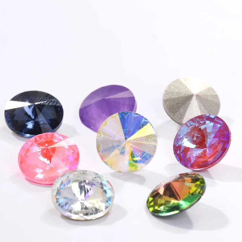 

Xichuan Wholesale rivoli shape point back various glitter colors crystal stones rhinestones for jewelry making nail art garment, Various shiny colors