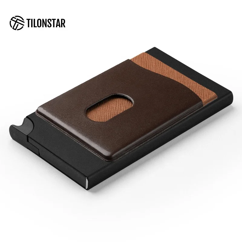 

Anti-Theft Mini Card Case Business Wallets Pop Up Credit Card Wallet Minimalist Aluminum Wallet