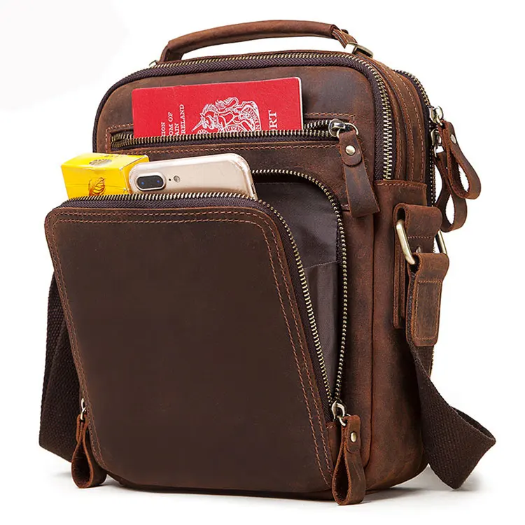 

man bag retro vintage genuine leather messenger, Customized color