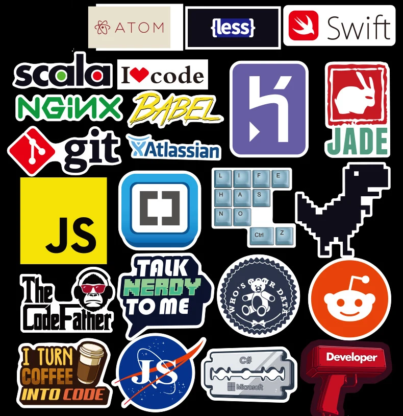 108 Pcs Developer Programming Language Stickers For DIY Laptop Luggage 