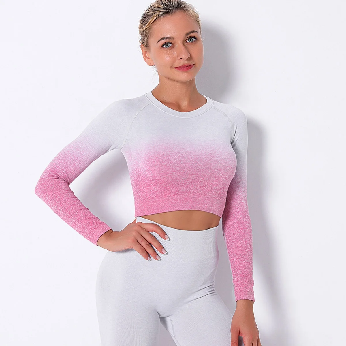 

Women Fitness Apparel Long Sleeve Workout Clothes Custom Seamless Crop Top