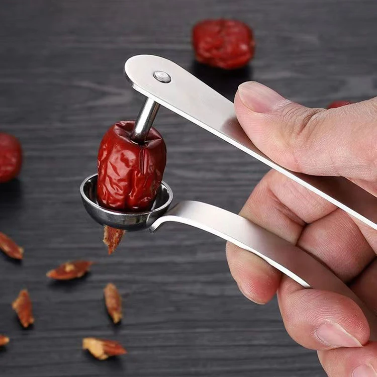 2 in 1 Cherry Seed Core Remover Olives Pitter Tool Stainless Steel Cherries Corer Great for Cherry Red Date Jujube Hawthorn