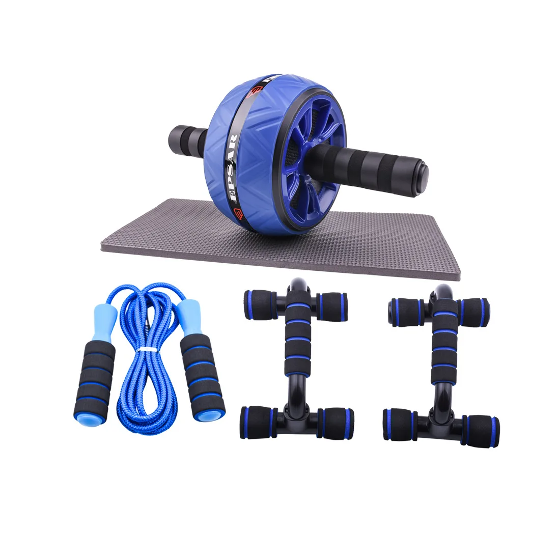 

Five-sets Customized Blue Abdominal Wheel Set Jumping Rope Home Fitness Training Combination Abdominal Wheel