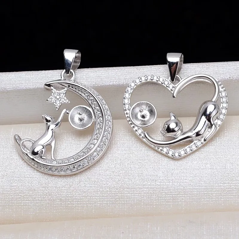 

S925 silver monkey fishing for the moon love pearl pendant holder