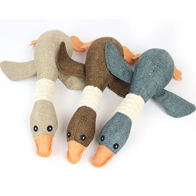 

Manufacturer Wholesale High Quality Soft Wild Goose Sounding Toy Interactive Chew Dog Squeaky Plush Dog Toy, Blue,brown,gray