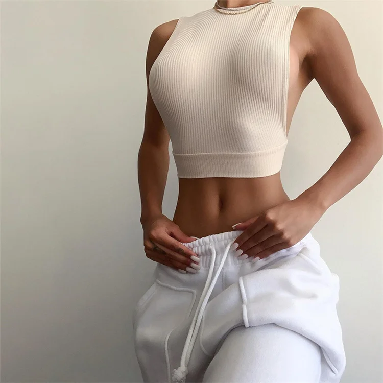 

Solid Women 2021 Summer Casual Sexy Knitted Sleeveless Vest Tank Tops Ladies Crop Tank Top Women, Customized color