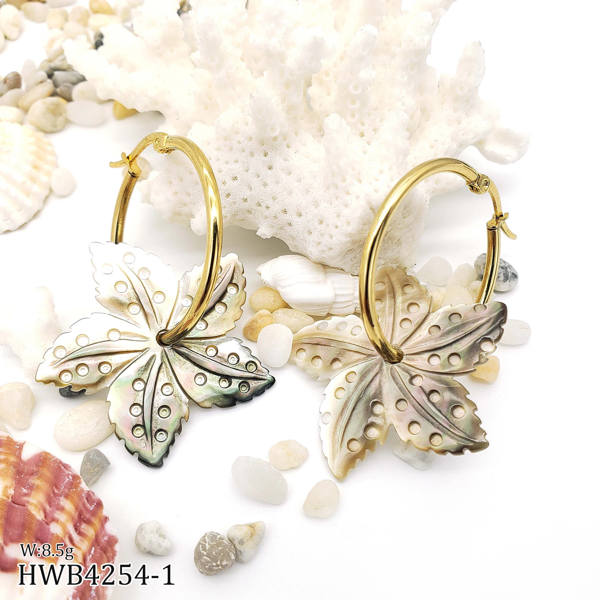 

Hawaiian Jewelry Earrings Samoan Flower Shape Hoop Earrings Hawaiian Natural Shell Jewelry Wholesale