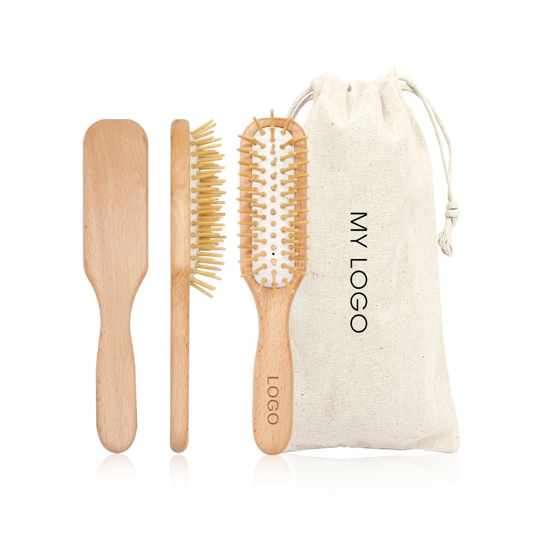 

Wholesale Custom Logo Natural Wood Paddle Hair Brush Scalp Massage Straight Wooden Hair Brush
