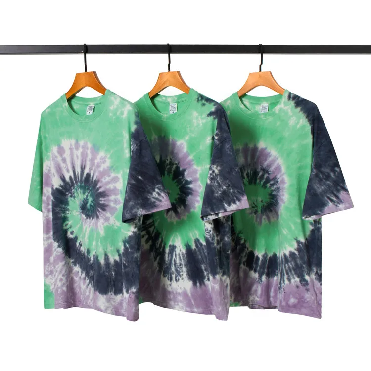 
2020 Fashion OEM Casual Loose 100% Cotton Men Tie Dye Vintage Custom T Shirt Men Clothes 