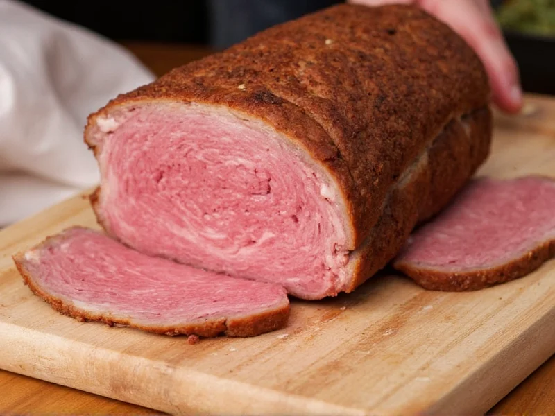Slicing roast beef for french dip sandwiches