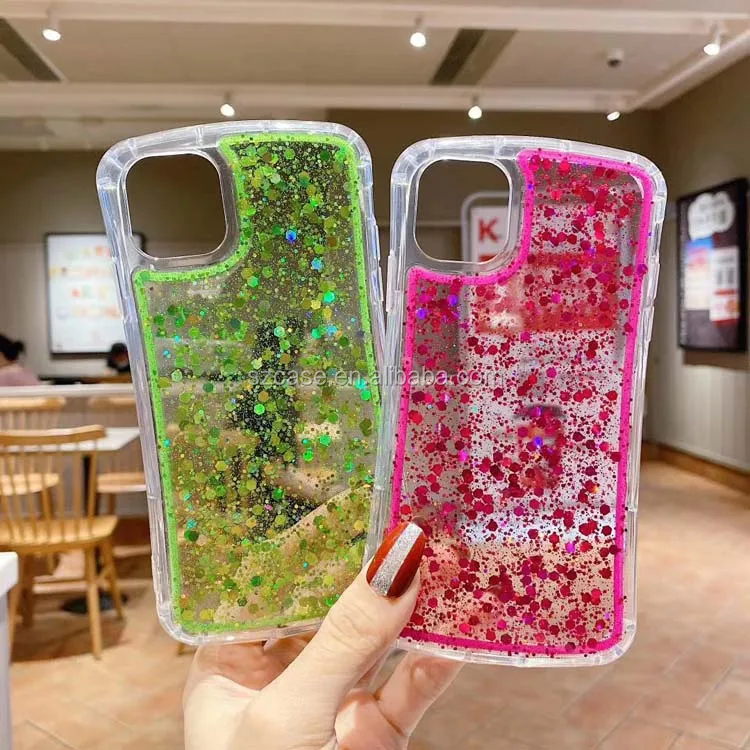

Fast Delivery Airbag Glitter Color Transparent Hard Acrylic Dripping Glue Phone Cover Case For Samsung Galaxy A21S J2 Prime Core