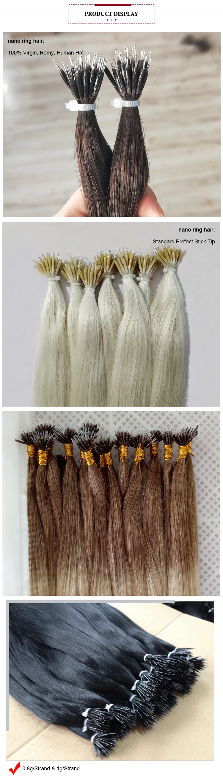 Juancheng Lanxun Hair Smooth Remy virgin cuticle aligned nano ring human hair extensions vapur korea manufacture