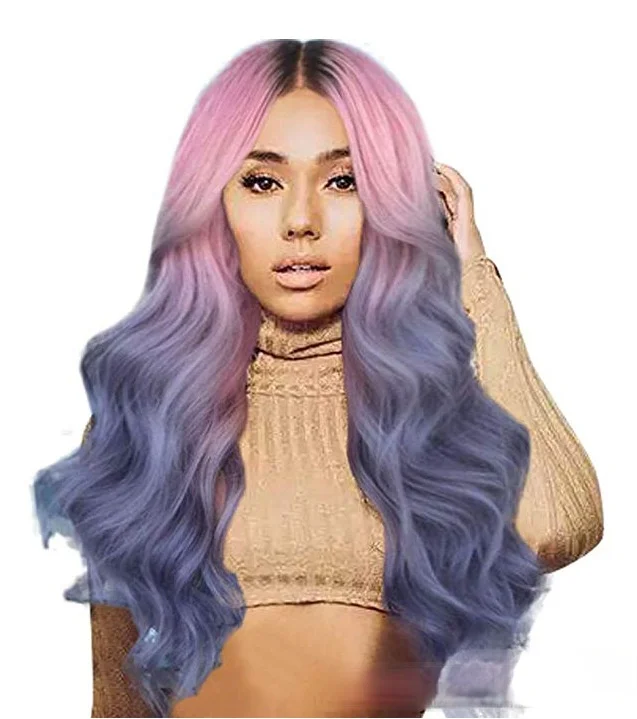 

Dropshipping New Women's Fashion Three Mixed Color Long Curly Hair Medium Big Wave Real Human Hair