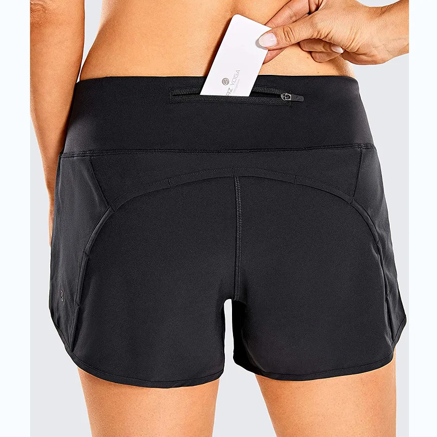 

Hot selling women's sports beautiful buttocks solid color anti-glare shorts women's breathable hidden pocket yoga pants