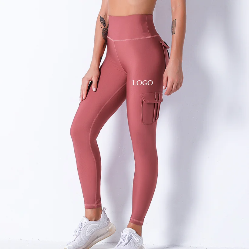

Hot Selling 2020 Custom Sexy Girl Solid Color High Waist Elastic Force Nine Points Yoga Pants, As picture