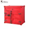 Antique Red Distressed Metal Vintage Loft Bespoke Shipping Container Design Inspired Side Table
