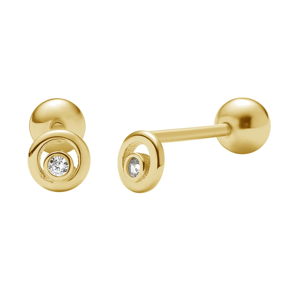 

Wholesale Minimalist Earrings Jewelry 925 Sterling Silver Dainty Halo Cubic Zircon Barbell Gold Plated Stud Earrings