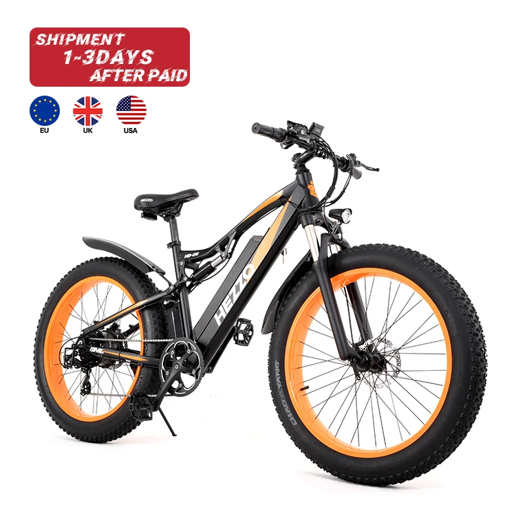 

HEZZO 48V 1000W 17.5Ah 9 Speed Electric Bicycle Full Suspension emtb 26*4 Inch Fat Tire Ebike Electric Dirt Bike For Adults