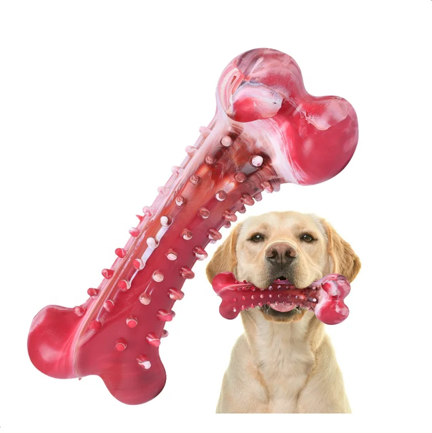 

Wholesale Amazon Hot Sale New Safe Nature Rubber Bone Shape Dog Toy Molar Rod Chewing Dog Toy with Fragrance, Red