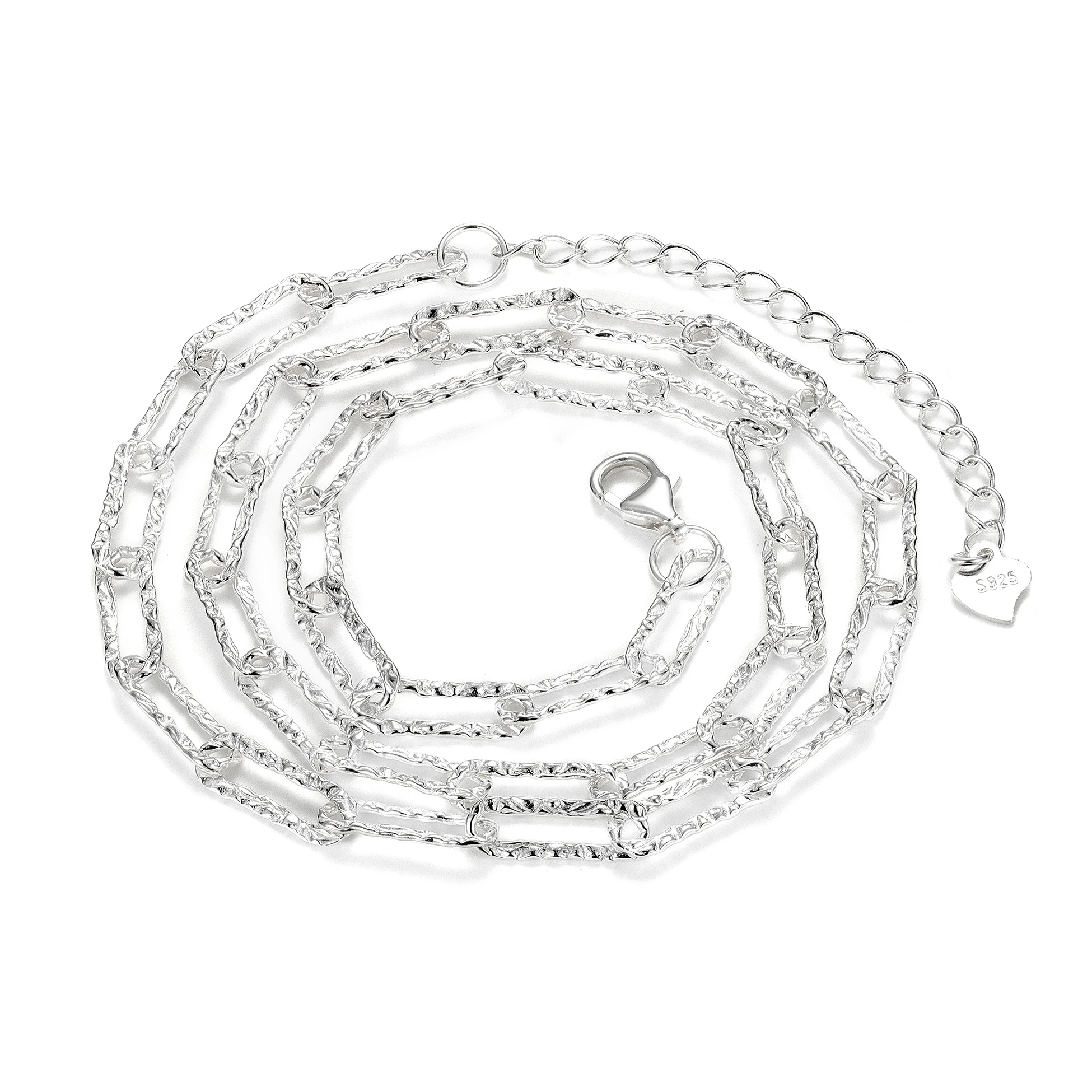 Paperclip Chain 925 Sterling Silver Bling Flash Choker Textured Chain Necklace Bracelet for Women Fine Jewelry Wholesale