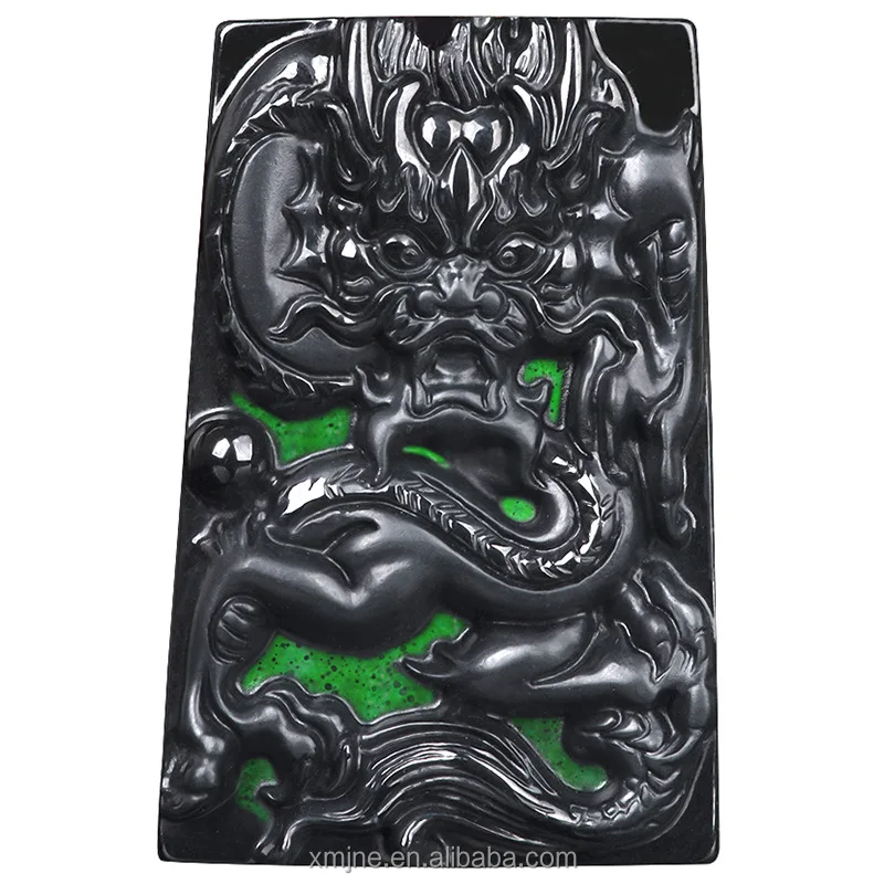 

Certified Grade A Natural Ink Green Jadeite Ink Jade Zodiac Dragon Brand Domineering Jade Pendant Pendant Men's And Women's