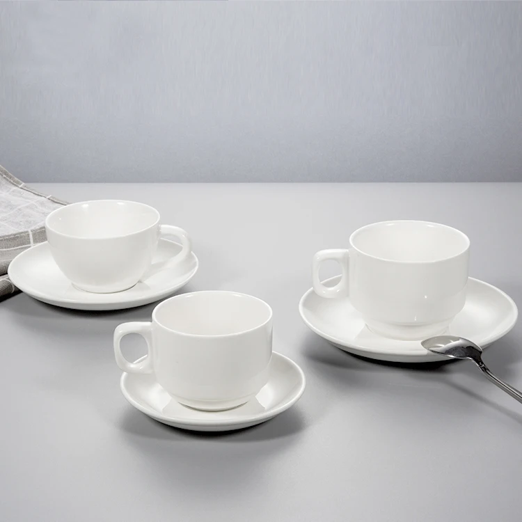 

factory custom manufacturer plain white porcelain coffee cups with saucers