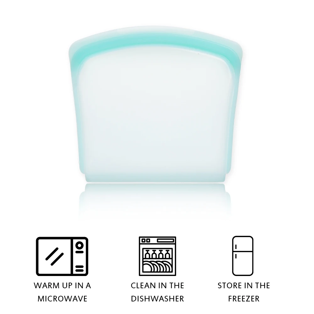 
100% Food Grade LFGB Approval Reusable Silicone Food Storage Bag Silicone Food Pouch 