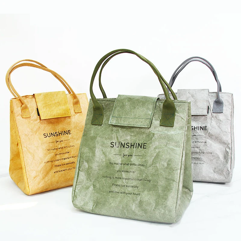 

Promotional Custom Print Logo Reusable Tyvek Lunch Cooler Bag with Handel, Customized color