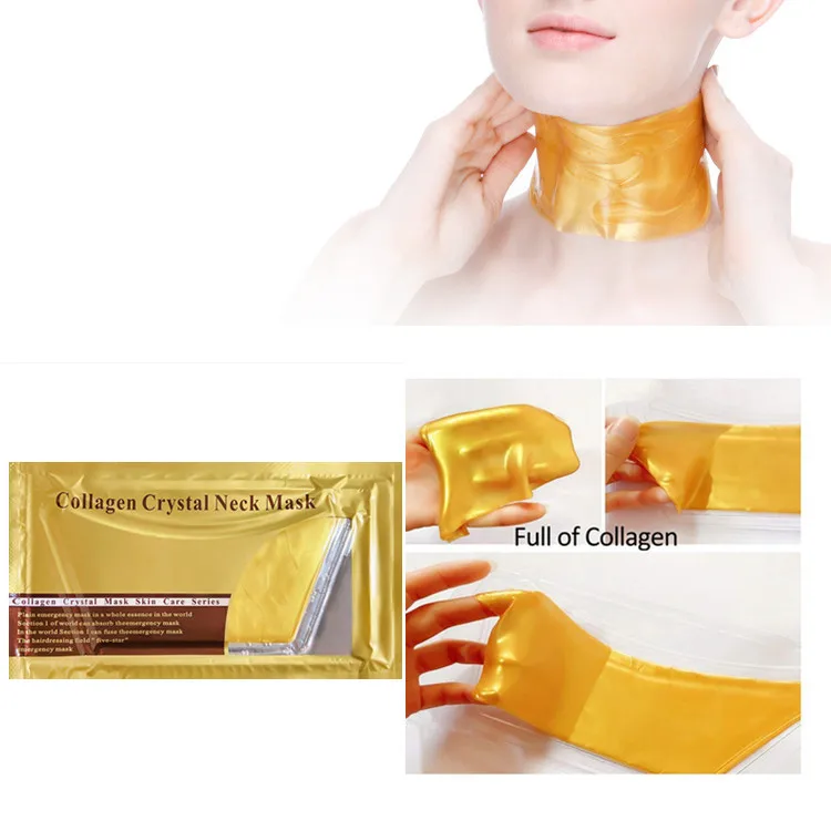 

Repairing Facial gold collagen crystal neck mask Anti-aging Nourishing Sheet Mask 24k Gold Neck Mask Gollangen