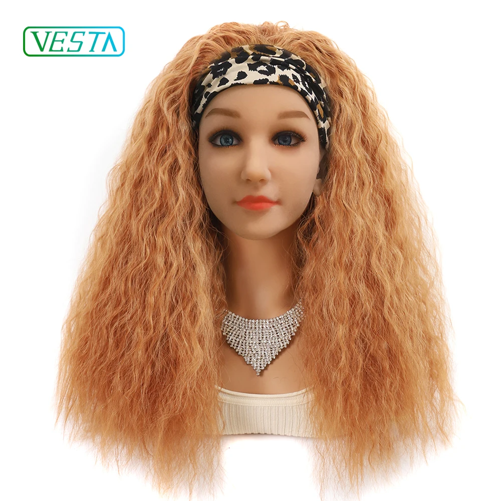 

Vesta Factory Price 2021 Light Brown Wig Grip Headband Attached Headband Wig Different Curly Virgin Human Hair Headband Wigs