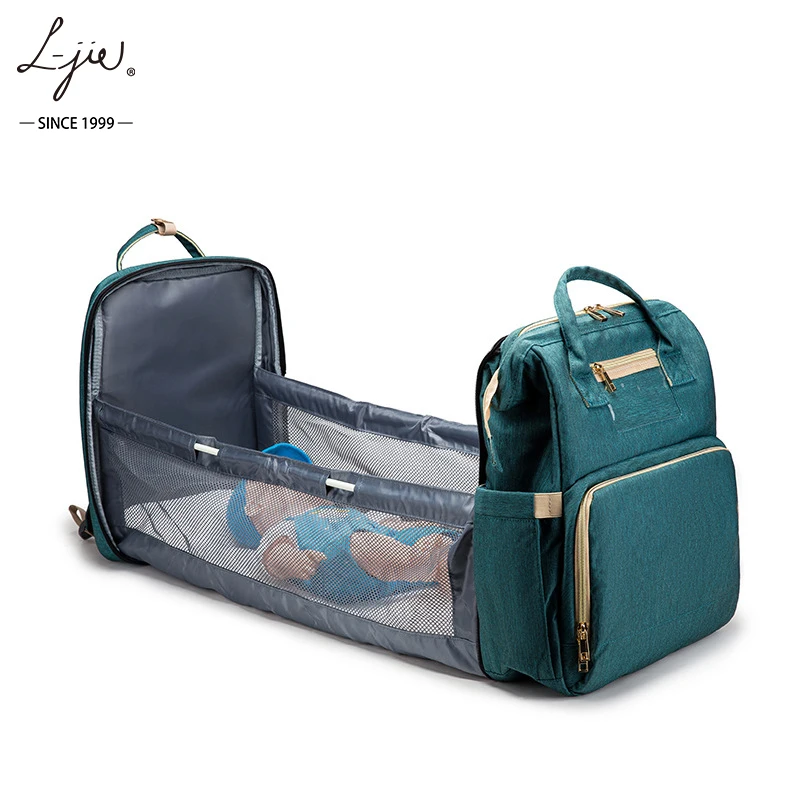

Foldable Multi-function Foil with Infant Bed Crib USB Portable Waterproof Mummy Back Pack Large Capacity Baby Bed Diaper Bag