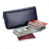 100% Top Quality Elegant and Beautiful Zipper Closure Style Natural Leather Large Ladies Travel Wallet with card holder