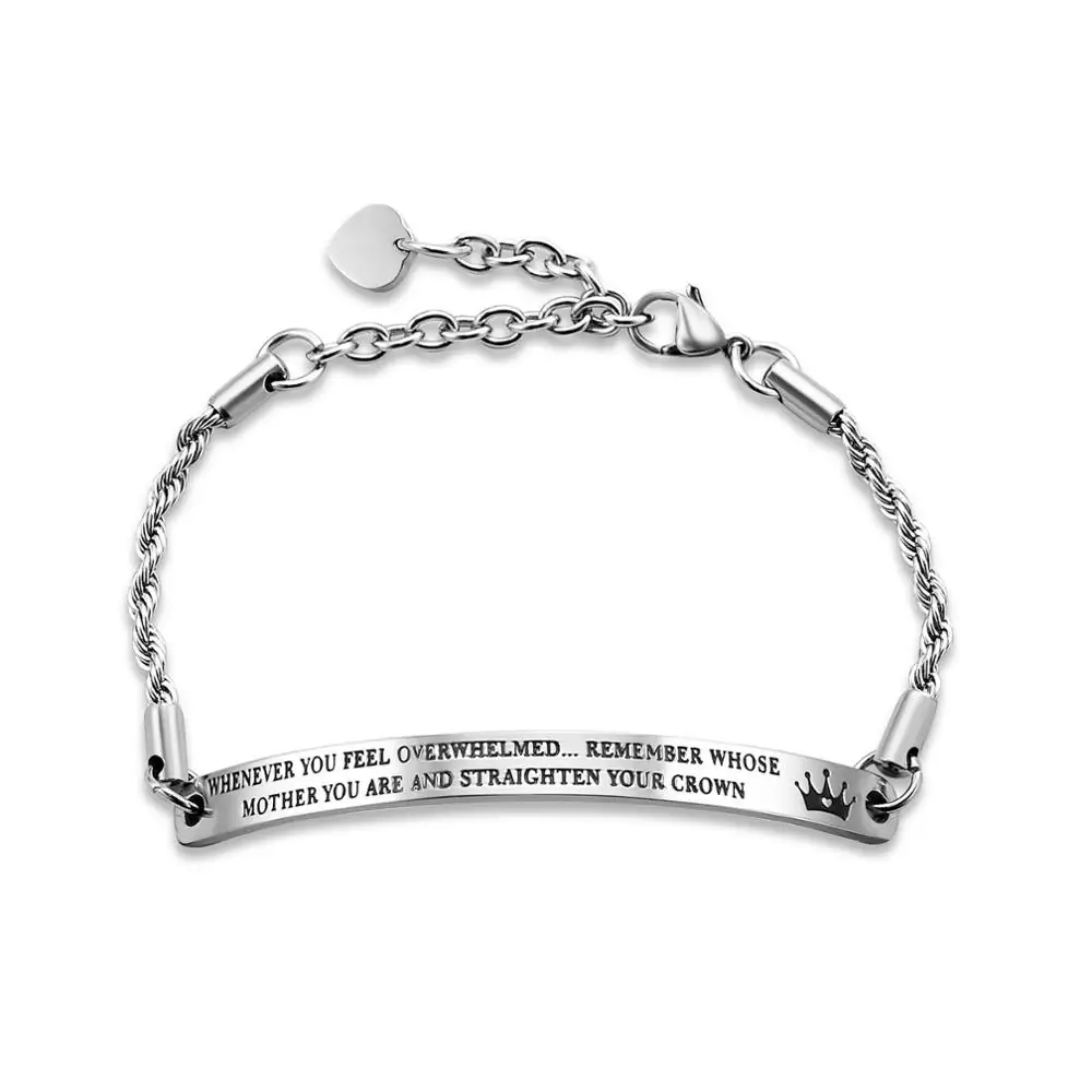 

Loftily Custom LOGO Mother Gift Engraved 316L Stainless Steel Chain Bracelet Women